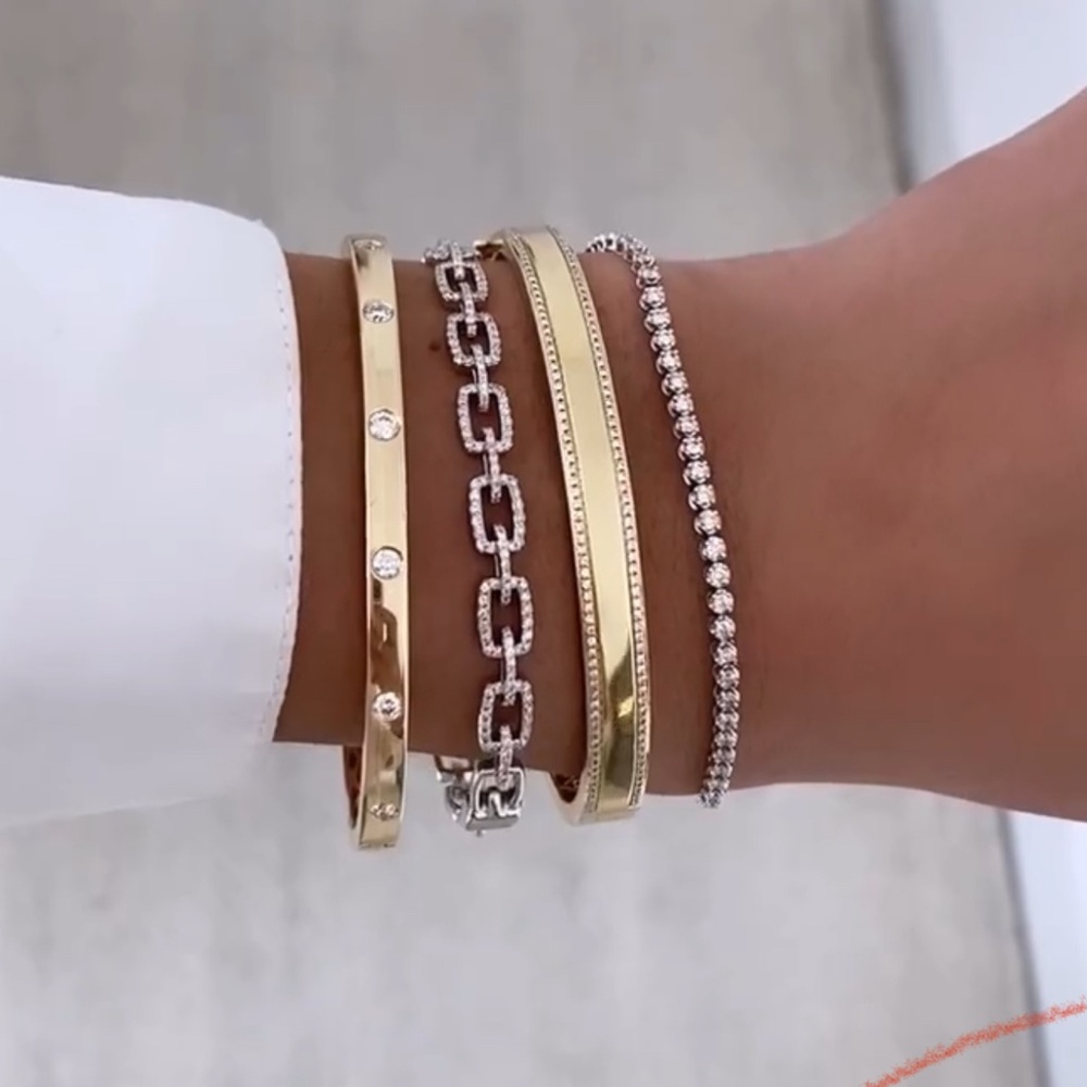 Real Zircon Adjustable Tennis Bracelet | Platinum Plated | Waterproof - Picture 10 of 12